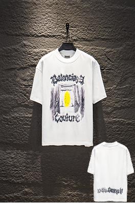バレンシアガコピー BALENCIAGA ファッションな白インク直刷り半袖Tシャツ