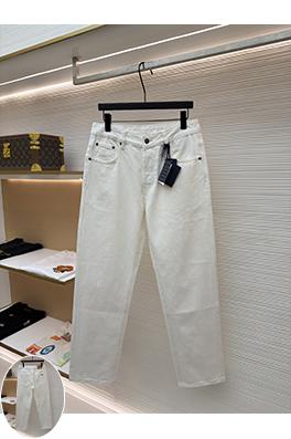 プラダコピー 無地のレザーパッチ付きパンツ