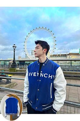 ジバンシィブランドコピー GIVENCHY 文字刺繍入りカラーブロックベースボールカラーレザージャケット