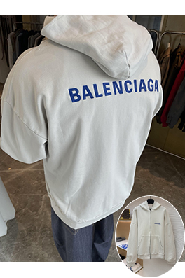 バレンシアガブランドスーパーコピー Balenciaga 刺繍ロゴ入りフード付きジップアップスウェットシャツ