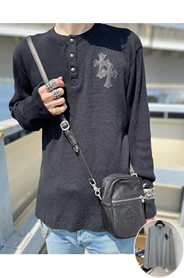 クロムハーツ パッチワークヘンリーネックワッフルスウェットシャツ