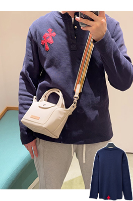 クロムハーツコピー 新モデルパッチワークヘンリーネックワッフルスウェットシャツ