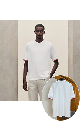 エルメス 袖口にコントラストステッチがされた半袖Tシャツ