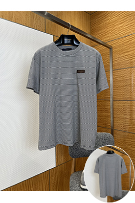 ルイヴィトン レザーラベル ストライプ柄 半袖Tシャツ
