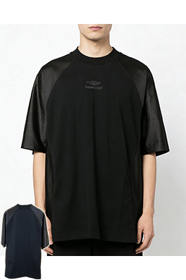 バレンシアガブランドスーパーコピー BALENCIAGA 刺繍入りラグランパッチワーク半袖Tシャツ