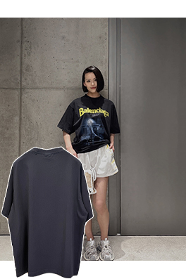 バレンシアガ BALENCIAGA 街灯のひび割れプリント半袖Tシャツ