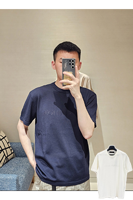 ルイヴィトンコピー LOUIS VUITTON 透かし彫り文字入りニット半袖Tシャツ