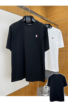 アミコピー クラシックなレターストライプ刺繍入り半袖Tシャツ