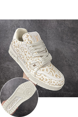 ルイヴィトンブランドスーパーコピー LV Trainer アーミーグリーンのプリントスニーカー