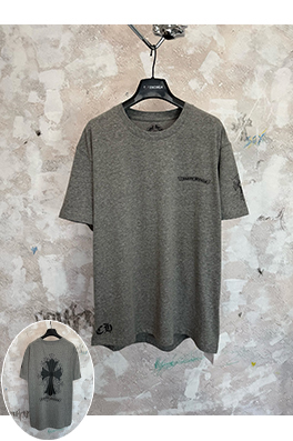 クロムハーツスーパーコピー ヘザーグレーのクロスグレー半袖Tシャツ