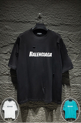 バレンシアガブランドコピー BALENCIAGA クラシックなアーティスティックな破れとひび割れがされた半袖Tシャツ