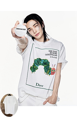 ディオールコピー Dior キャタピラー刺繍プリント半袖Tシャツ