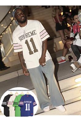 シュプリームコピー SUPREME 背番号11 ラインストーンアップリケ文字入り半袖サッカーユニフォーム