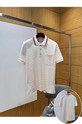 グッチ 新モデル全面ジャカードストレッチコットン半袖ポロシャツ