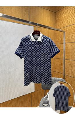 グッチ クラシック全面ジャカードストレッチコットン半袖ポロシャツ
