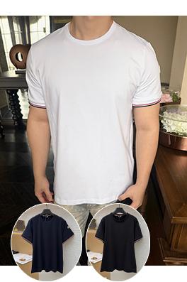 モンクレール ロゴ入りトリコロールトリトリムコットン半袖Tシャツ