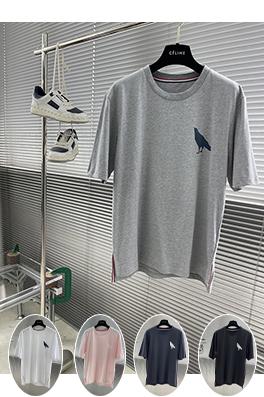 トムブラウンコピー 鳥柄プリントジャージー半袖Tシャツ