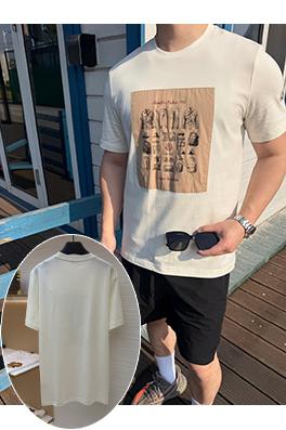 モンクレール プリント入りコットン半袖Tシャツ