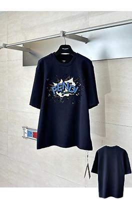 フェンディブランドコピー FENDI 早春ホリデーコレクション　パンチング刺繍入りクルーネック半袖Tシャツ