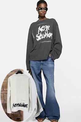 アクネストゥディオズ Acne Studios ゴシック調のダメージロゴプリント長袖シャツ