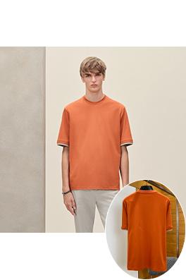 エルメス カラーブロックデザインの半袖Tシャツ