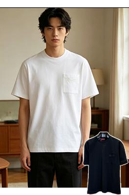 グッチコピー ホースビット刺繍入りポケットが付いたシンプルな半袖Tシャツ