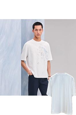 エルメス 全面プリントのクルーネック半袖Tシャツ