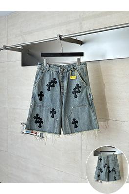 クロムハーツ クロス柄のパッチワークデニムショートパンツ