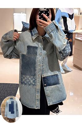 ルイヴィトンスーパーコピー パッチワークデニムシャツジャケット
