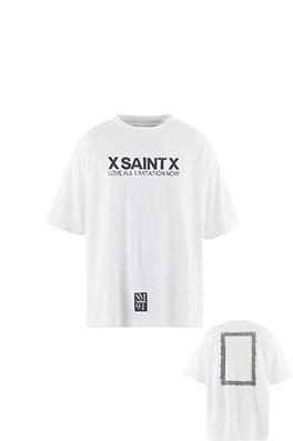 セントマイケル LOVE ALL LIMITATION NOW 背面にプリントありフレームなしダメージのレトロプリント半袖Tシャツ