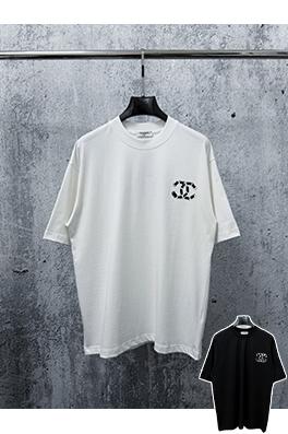 シャネルブランドスーパーコピー フロッキーとプレスをしたカップルけ半袖Tシャツ