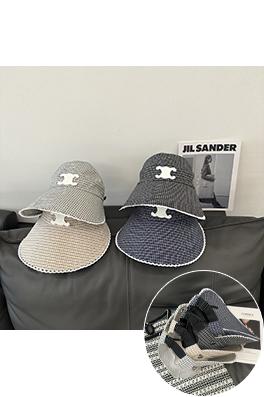 セリーヌ レディース夏つば広チェック柄サンハット