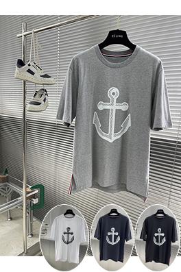 トムブラウンブランドコピー 最新のアンカー柄半袖Tシャツ