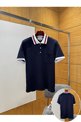 グッチ 全面ジャカードストレッチコットン半袖ポロシャツ