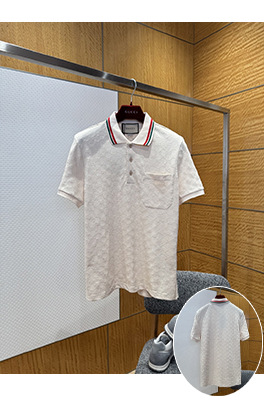 グッチ 新モデル全面ジャカードストレッチコットン半袖ポロシャツ