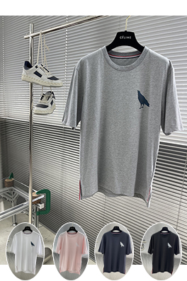 トムブラウンコピー 鳥柄プリントジャージー半袖Tシャツ