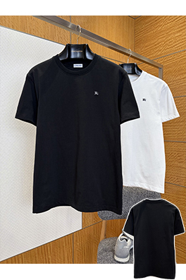 バーバリーコピー メタルウォーホースのロゴ入り無地カジュアル半袖Tシャツ