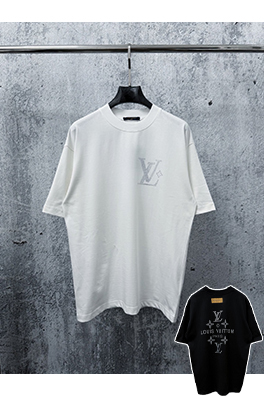 ルイヴィトンコピー LV 新モデルロゴ入りラインストーン半袖Tシャツ