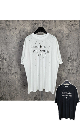 アクネストゥディオズ Acne Studios 1996 シリーズ レーザーシルバーラインストーン装飾半袖Tシャツ