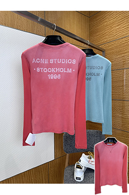 アクネストゥディオズコピー Acne Studios 1996 レディースレタープリント入りウォッシュリブ編み長袖シャ​​ツ