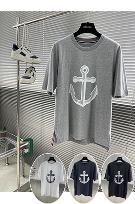 トムブラウンブランドコピー 最新のアンカー柄半袖Tシャツ