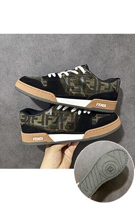 フェンディスニーカースーパーコピー FENDI Match  レザー型押しレースアップローカットファッションスニーカー