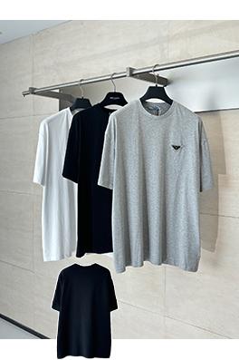 プラダ半袖Tシャツコピー 三角形のロゴ入り半袖Tシャツ