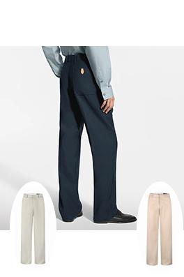 ルイヴィトン レザーロゴ入りシルククレープ素材ストレートレッグカジュアルパンツ
