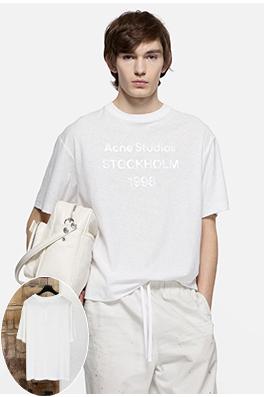 アクネストゥディオズ Acne Studios 純白のプリント入り半袖Tシャツ