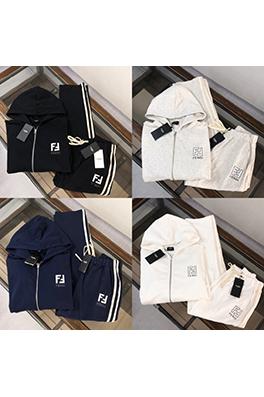 フェンディ FENDI カップルけジッパー付きフード付きスウェットシャツとスウェットパンツのセット