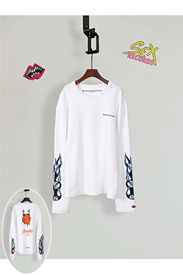 クロムハーツ偽物 Mattyboy コラボレーション ワッフル ホワイト グラフィティプリント 刺繍入り長袖シャツ