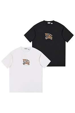 バーバリー クラシックな戦馬のアップリケ刺繍入りウォッシュ半袖Tシャツ
