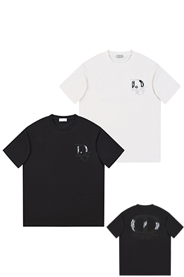 ディオールスーパーコピー Christian Dior Couture クアップリケ刺繍入りウォッシュ半袖Tシャツ