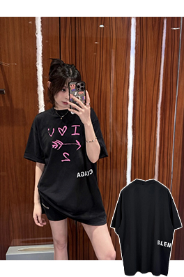 バレンシアガスーパーコピー BALENCIAGA 七夕限定ハート柄半袖Tシャツ